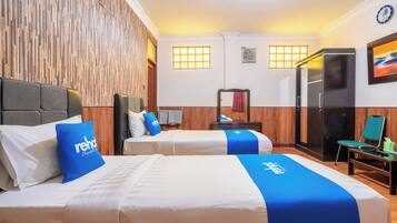 Kamar Twin Deluks | Seprai katun Mesir, seprai premium, meja kerja, dan Wi-Fi gratis