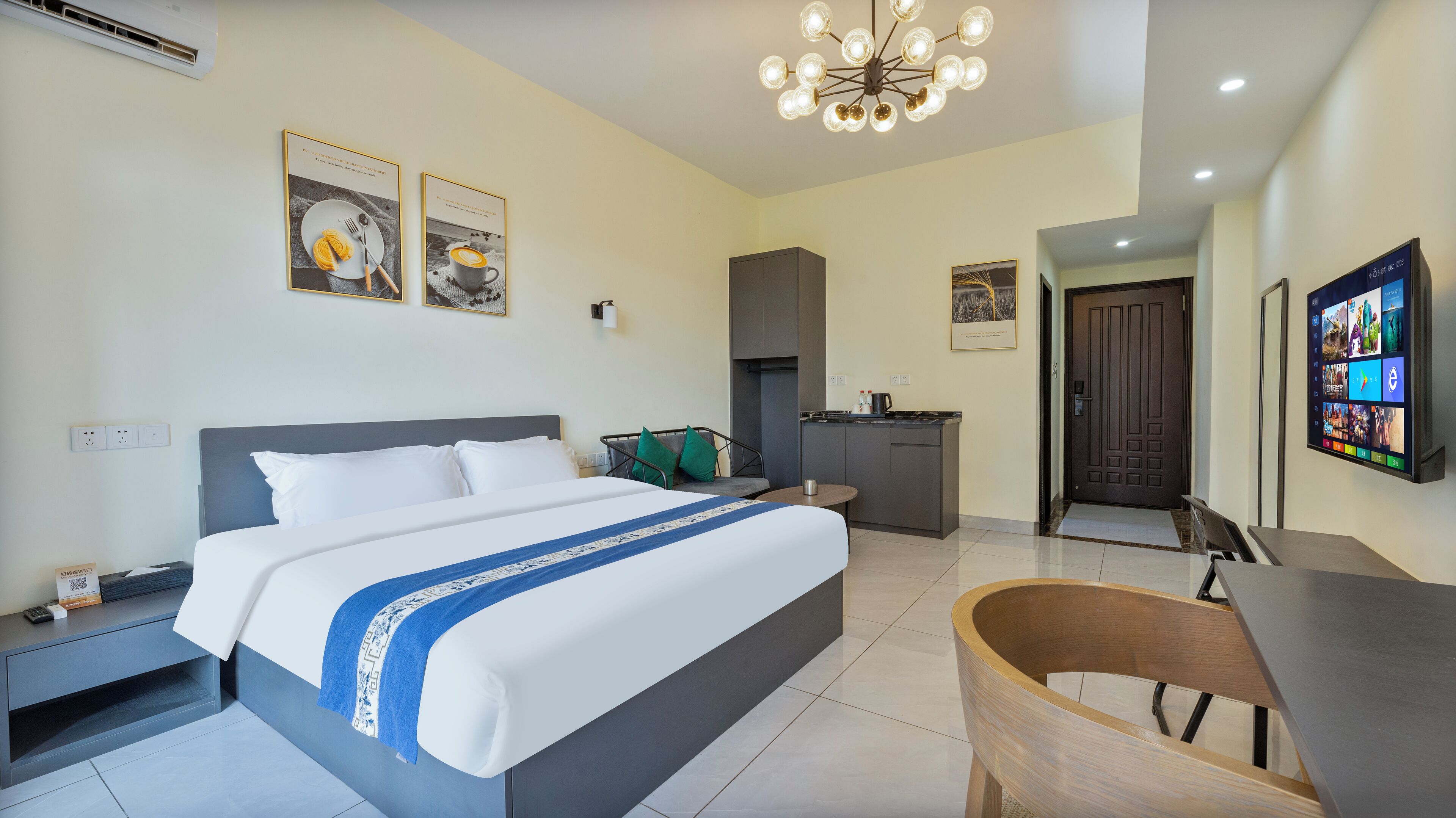 精品双人房, 阳台, 城市景观