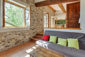 Comfort House, 2 Bedrooms | Living room | Fireplace - Charming Holiday Home in Tautavel With Balcony (Tautavel)