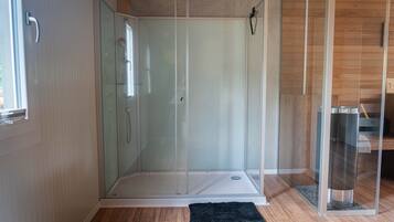 Ducha, secador de pelo y toallas