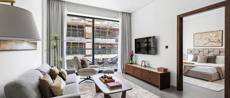 Leilighet – deluxe, balkong | Oppholdsområde