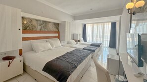 Family Double Room, Mixed Dorm, Balcony, Sea View | Free minibar items, blackout curtains, iron/ironing board - Veluna Beach Resort Yalikavak (Bodrum)