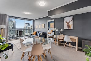 Apartment | Living room - Bright 1-bed Retreat in Charlotte Towers (Brisbane)