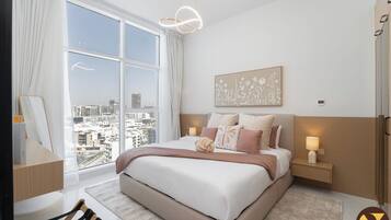 Standard-Apartment, 1 King-Bett und Schlafsofa, Balkon, Stadtblick | Bettwäsche aus ägyptischer Baumwolle, hochwertige Bettwaren, Zimmersafe