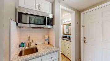 Fridge, microwave, coffee/tea maker