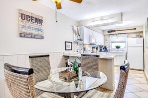Fridge, microwave, oven, stovetop - Convenient condo near beach with pool, balcony, & W/D - snowbird-friendly (Pensacola Beach)
