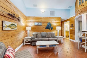 TV, offices - Cozy coastal condo with loft,  shared pool and beach access (St. George Island)