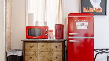 Fridge, microwave, coffee/tea maker