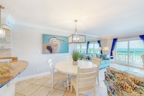 TV, offices - Fourth-floor Gulf-front condo with pool, gym, & amazing views (Fort Walton Beach)