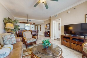 TV, DVD player, offices - Oceanfront 4BR | Balcony | Pools | Hot Tub | W/D (Fort Walton Beach)