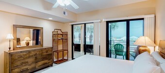 Beachfront condo with pool, Gulf-view balcony, central AC, & washer/dryer