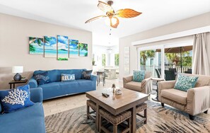 TV, table football, offices - Stunning Beach Retreat with Shared Pool, Beach Access, Large Balcony & Gas Grill (Pensacola Beach)