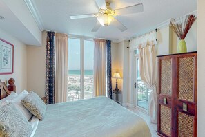 2 bedrooms, iron/ironing board, WiFi, bed sheets - Gulf-view condo with pool, hot tub, beach access, tennis, balcony, AC, & W/D (Pensacola Beach)