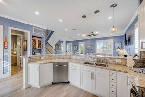 Fridge, microwave, oven, stovetop - Dog-friendly luxury beach home w/ private pool, private beach & beachfront pools (Miramar Beach)