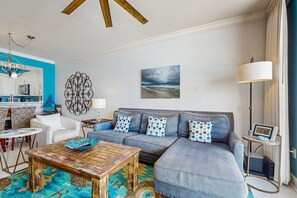 TV, DVD player, offices - Gulf Front Condo, Beach Service Included, Walk To Dining & Entertainment (Fort Walton Beach)