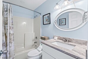 Shower, towels - Ground Floor Condo with Onsite Pool View & Access, Patio, Central AC, & WiFi (Miramar Beach)