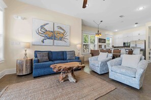TV, fireplace - Elegant townhome with balconies, patio, pool & private beach access (Miramar Beach)