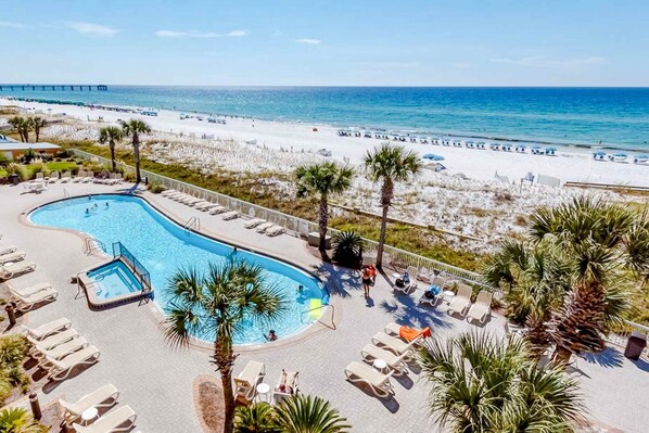 Pool - condo with beach access, a pool, hot tub, central AC & washer&dryer (Fort Walton Beach)