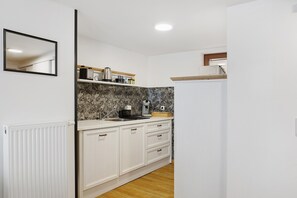 Fridge, microwave, oven, stovetop - Apartment 'Four Seasons Summer' in Bad Langensalza (Bad Langensalza)