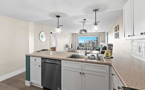 Fridge, microwave, oven, stovetop - Beautiful coastal condo with Gulf views, shared pool and beach access (Miramar Beach)