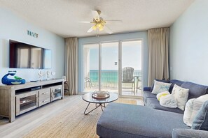 TV, DVD player, offices - Majestic Sun B0507 | Beachfront Condo, 5th Floor, Gulf Views, Balcony, Pool & Hot Tub (Miramar Beach)