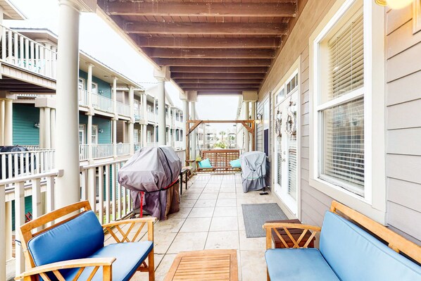 Property grounds - Dog-friendly home with balconies, foosball, pool access, & W&D - steps to beach (Panama City Beach)