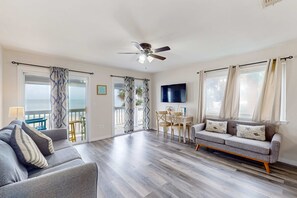 TV, offices - Snowbird-friendly condo with Gulf view, balcony, & W/D (Panama City Beach)