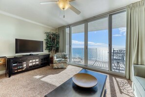 TV, DVD player, offices - Oceanfront Condo with WiFi, Pool, & Hot Tub - Walk to Beach (Panama City Beach)