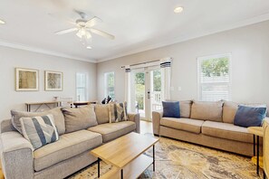 TV, offices - 3-level home with 2 decks, patio, grill, hot tub & pool - walk to private beach (Seacrest)