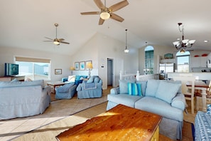 TV, DVD player, offices - Gulf-front house near golf with pool, ocean views, beach access, & balcony (Inlet Beach)