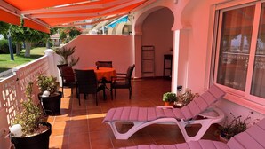 House, 2 Bedrooms, Patio, Garden View | Outdoor dining - Charming Beachfront Bungalow in Torrox Costa - Perfect Family Retreat (Torrox)