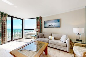 TV, offices - Ocean View Condo with Shared Pool, Washer/Dryer, High-Speed WiFi, & Central AC (Miramar Beach)
