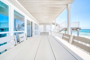 Outdoor dining - Gorgeous Gulf-front condo - step onto the beach from your private balcony (Santa Rosa Beach)