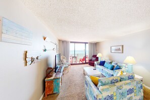 TV, offices - Beachfront condo with unspoiled Gulf views, pool, & direct beach access (Panama City Beach)