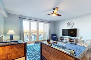 TV, offices - Cozy condo with private balcony, shared pool & beach access (Panama City Beach)
