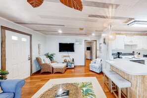 TV, offices - Charming cottage with enclosed yard, patio, private hot tub & washer/dryer (Panama City Beach)