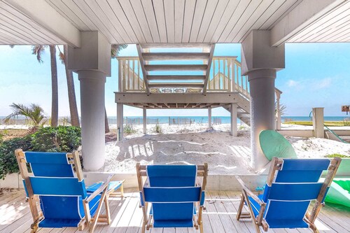 Beachfront dog-friendly home with spacious decks and on-site pool