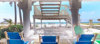 Beachfront dog-friendly home with spacious decks and on-site pool