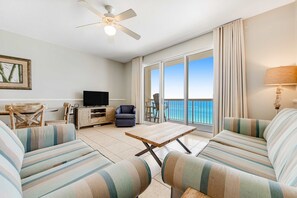 TV, offices - Gulf-front condo with beautiful sunset views, pool, tiki bar, fitness room & W&D (Panama City Beach)