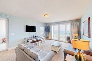 TV, offices - Gulf-view getaway with a wraparound balcony, pools, hot tub, & putting green (Panama City Beach)
