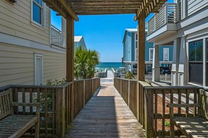 A wooden boardwalk leading to a beach with a clear view of the ocean. - Summers Edge, Private Beach, 2 Pools, Bikes (Santa Rosa Beach)