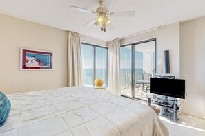 WiFi, bed sheets - Beachfront Condo with Gulf-View, Balcony, with Shared Pool, & Gym (Navarre Beach)