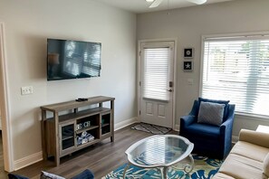 TV, offices - Stylish ocean-area home with generous space and short walk to the beach (Mexico Beach)