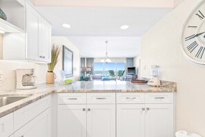 Fridge, microwave, oven, stovetop - Well-equipped Gulf-front condo on 3rd floor with outdoor pool, grills & gym (Miramar Beach)