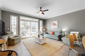 TV, offices - 3rd-floor beach view condo with Pool, Hot tub, & private balcony (Panama City Beach)
