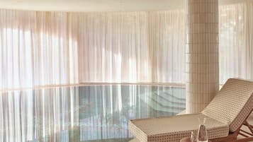 Indoor pool, open 9:00 AM to 8:00 PM, free pool cabanas, pool umbrellas