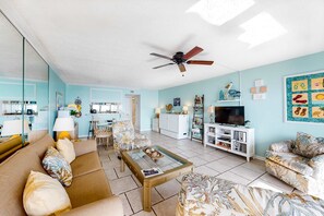 TV, DVD player, offices - Coastal Gem w/ Beach & Pool Access, Oceanfront Views from Balcony, and Netflix (Panama City Beach)