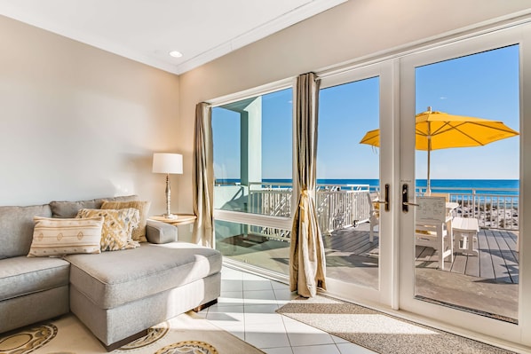 TV, offices - Dog-friendly, beachfront dream with a wet bar & two furnished balconies (Pensacola Beach)