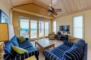 TV, offices - Dog-friendly beachfront home with a washer&dryer, central AC, beach access (St. George Island)