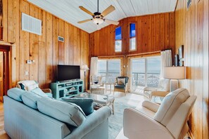TV, DVD player, offices - Gulf-front home with WiFi, private beach boardwalk & views - dog-friendly (Port St. Joe)